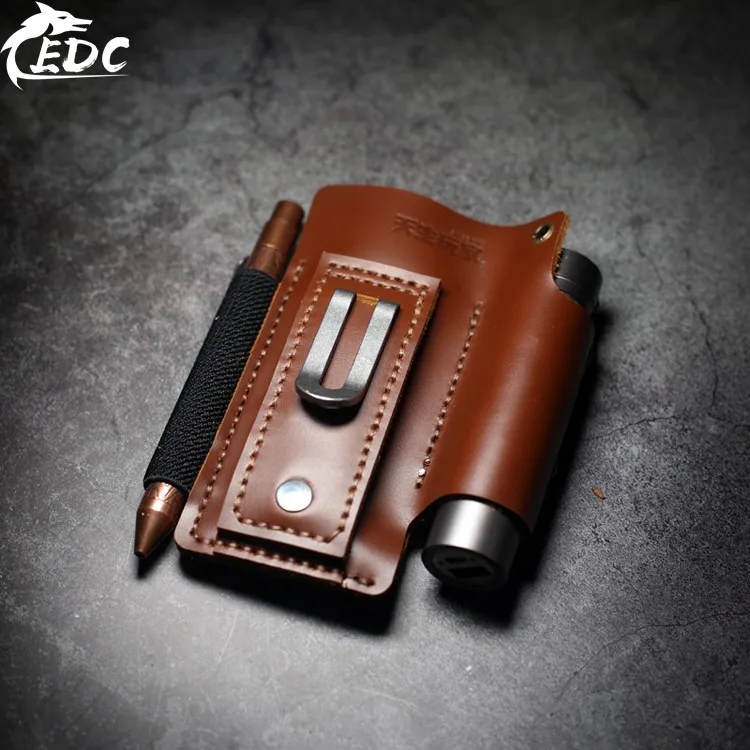 Первый слой воловья кожа EDC поясная кобура Многофункциональная портативная сумка для хранения кожаные товары хранение инструментов