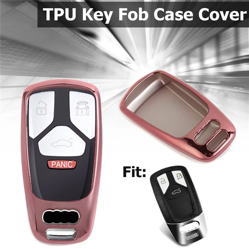 ТПУ чехол ключа дистанционного управления автомобилем чехол сумка держатель ключей для AUDI A4 A5 A6 B6 B7 B8 A7 A8 Q5 Q7 R8 TT S5 S6 Средства для укладки волос - Название цвета: Pink
