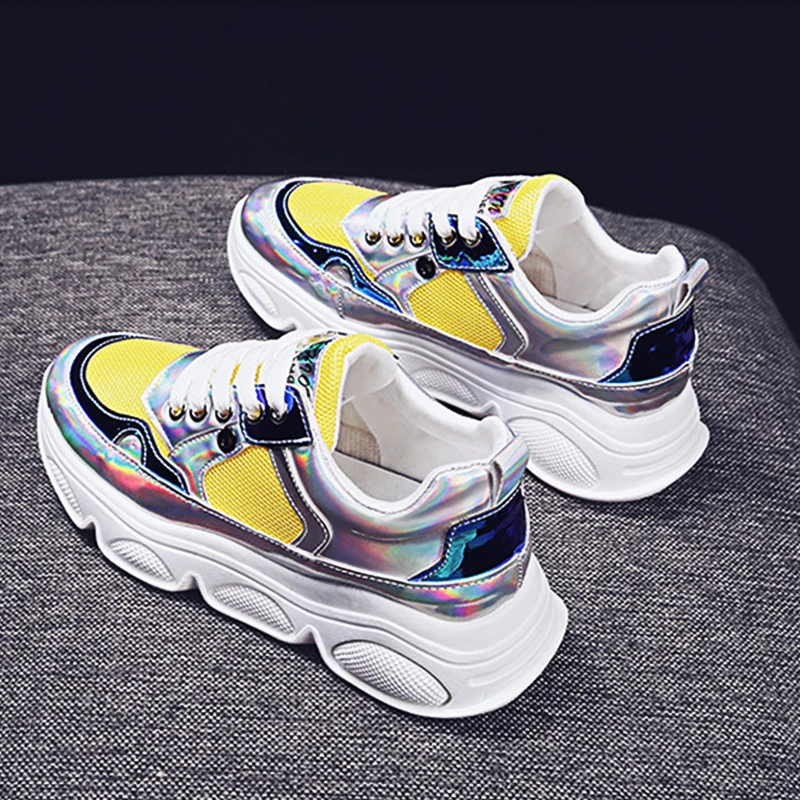 

2019 Autumn Fashion Women Casual Sneakers Women Flats Female Shoes Lace Up Height Increasing for Comfortable Women Shoes