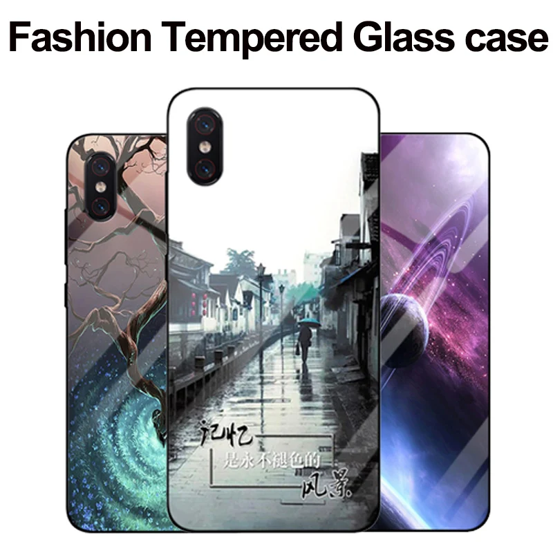 For xiaomi mi 8 explore case Starry sky Tempered Glass 8explore phone cases mi8 shell back cover | Мобильные телефоны и