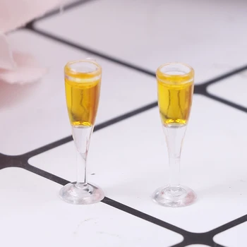 

2pcs Resin Mini 1/12 Dollhouse Champagne Water Cup Miniature 1:12 Dollhouse Accessories Cups Toy Mini Decoration Gifts