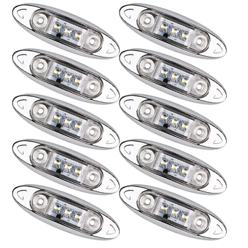 

White Side Marker Lights Parts 10pcs LED Clearance Trailer Lamps Bulbs Waterproof
