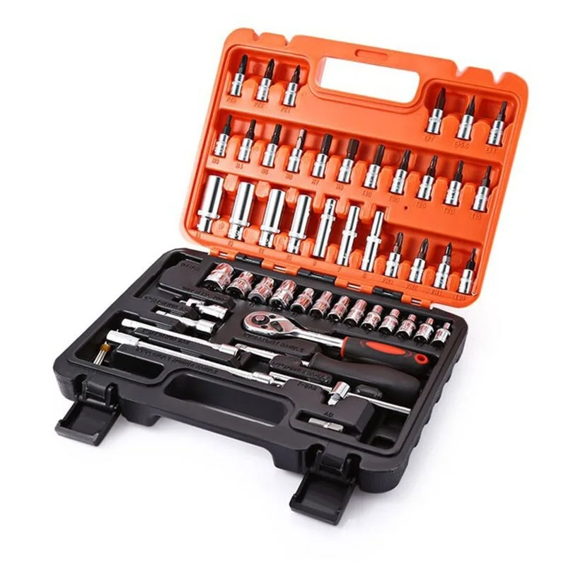 

TULANAUTO 53pcs Spanner Socket Set 1/4" Screwdriver Ratchet Wrench Set Kit Car Repair Tools Combination Hand Tool Set