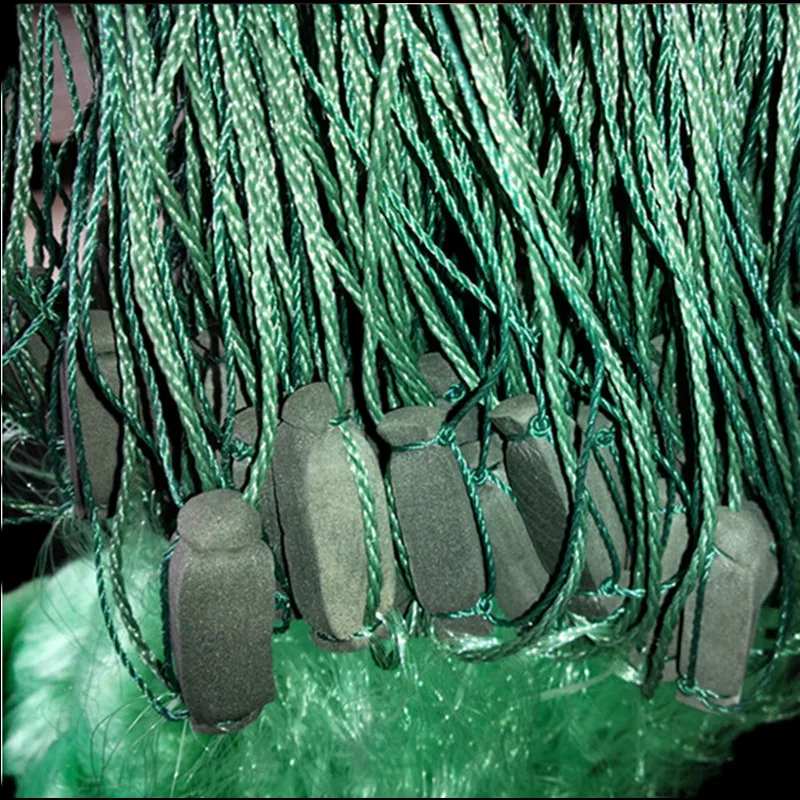 free ship 100M new cast net quality green fish trap three layer sticky fishing net china outdoor pesca fishing network gill net