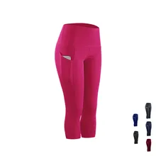 Сексуальные 3/4 штаны для йоги с карманом, женские Компрессионные спортивные леггинсы, летние быстросохнущие штаны для бега, спортзала, тренировок