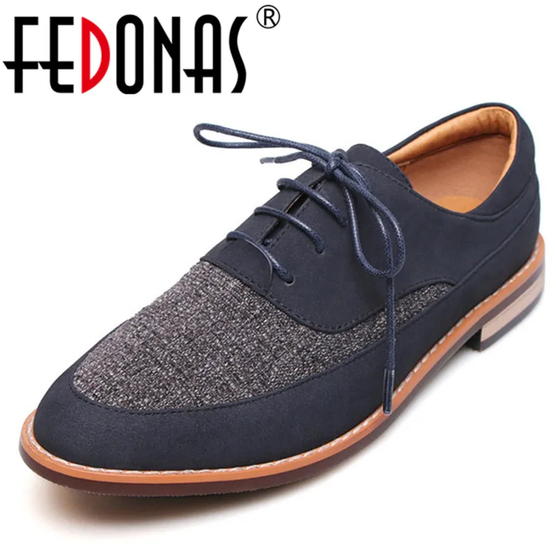 

FEDONAS British style Women Sheepskin +Cloth Fashion Flats Casual Shoes Woman Lace Up New Autumn Loafter Shoes Round Toe Flats
