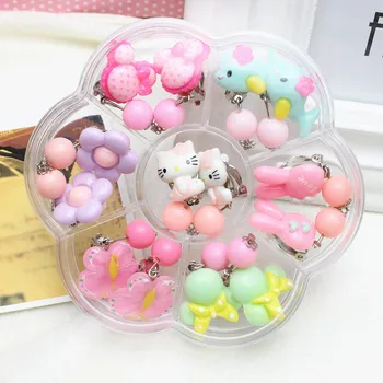 

Fashion Children Headwear Hello Kitty 7Pairs/Set Ear-rings Ear Clip Hair Accessories Pearl Headwears Ear-rings For Cute Baby