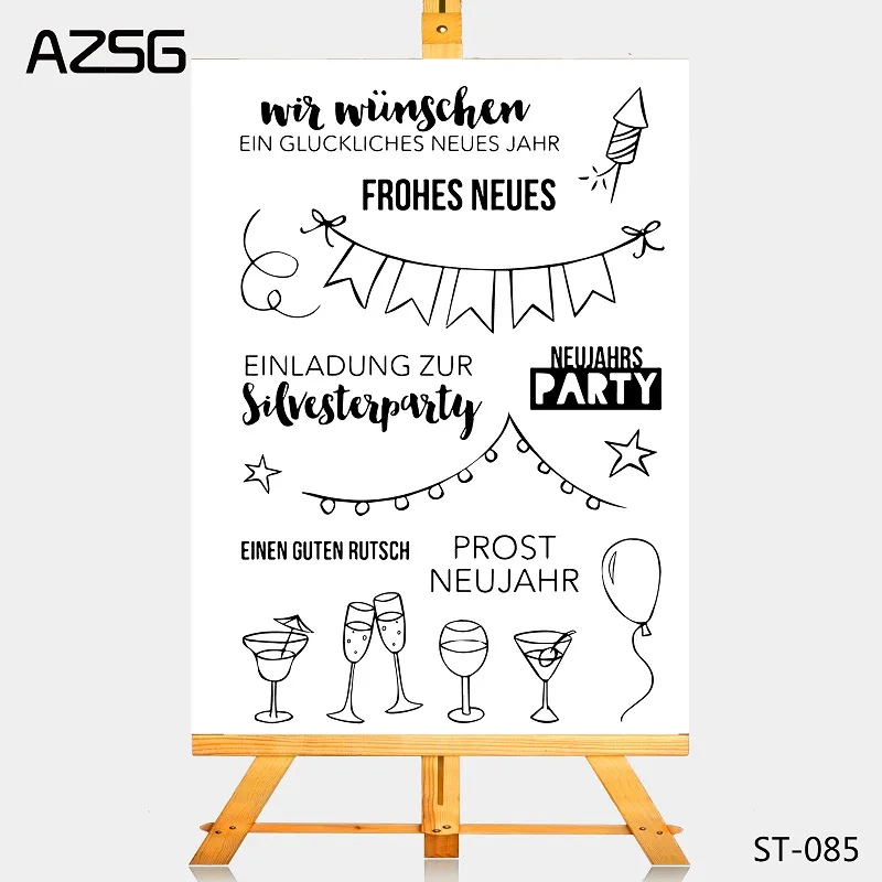 

AZSG New Year Party Transparent Clear Stamps/Seal for DIY Scrapbooking/photo Album Decorative Clear Stamps Sheets