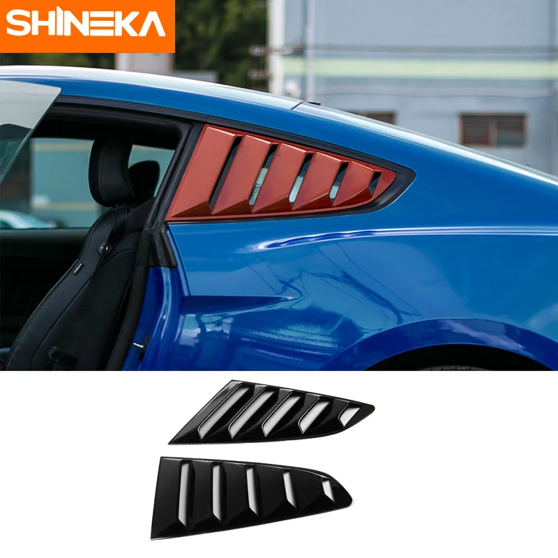 

SHINEKA ABS Side Louver Cover Black Window Blinds Shades for Ford Mustang 2015+ Car Styling Accessories