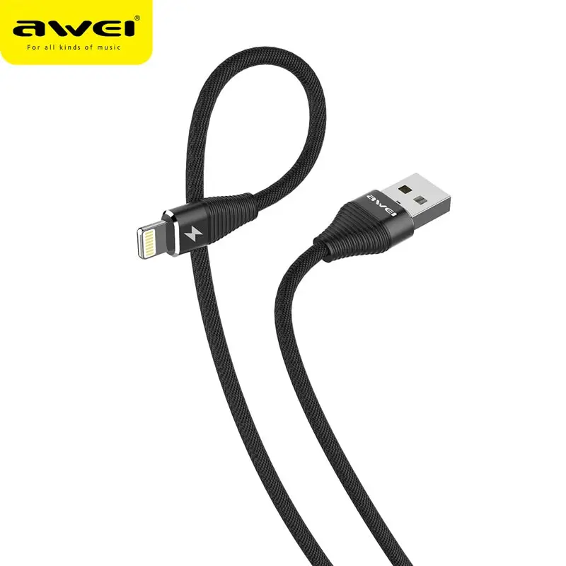

Awei data Cable 2.4A safe and fast Date line Fabric weaving wire charging line quick charging line for IOS APPLE devices