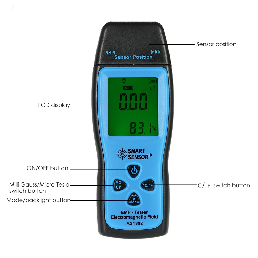 EMF метр Ручной мини цифровой дозиметр излучения ЖК-дисплей EMF детектор электромагнитного поля тестер Дозиметр Тестер