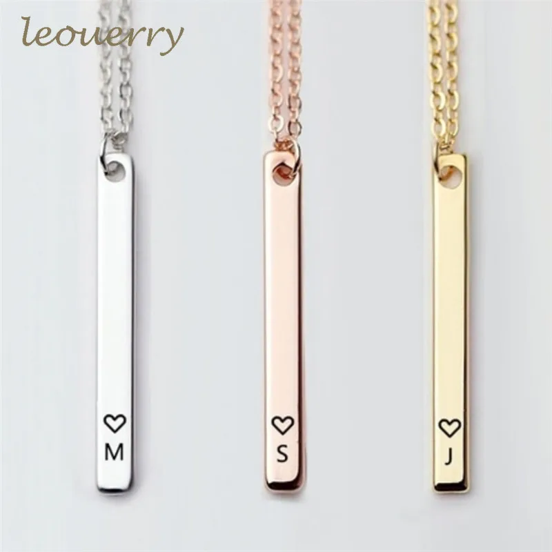 Leouerry Personalized Necklace Vertical Bar Pendant Idea Initial Jewelry Gift | Украшения и аксессуары