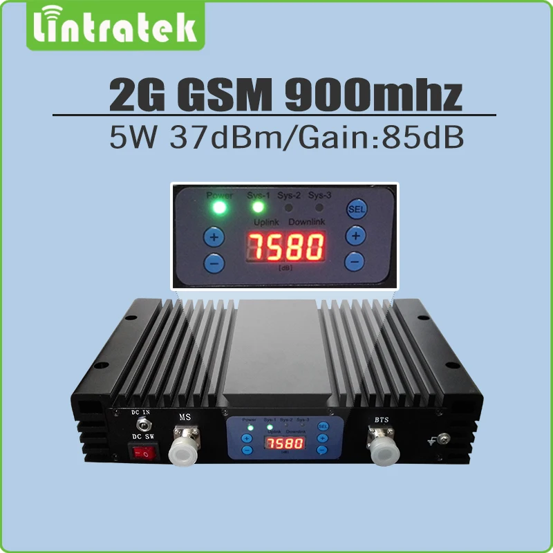 

GSM repeater 900mhz 5W Big Power 37dBm Gain 85dB mobile phone signal amplifier gsm signal booster with lcd display AGC/MGC @7.5