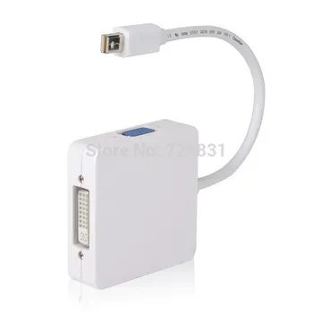 

10pcs/lot Chenyang Square Displayport Thunderbolt to DVI VGA HDMI HDTV Adapter 3 in1 Mini DP