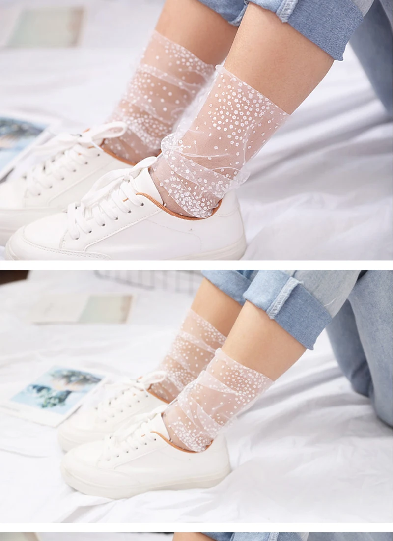 5 пар/лот, новые сетчатые женские носки, корейские тюлевые носки с принтом, весенние и летние новые сетчатые ворсовые носки, носки милые забавные