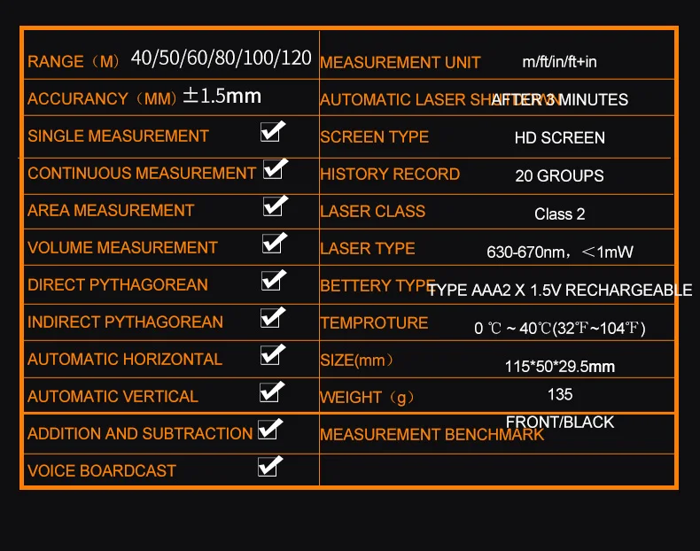 LOMVUM LV 77U Лазерный дальномер цифровой с аккумулятором, 77U Lomvum 40, 50,60,80,100 метров, с юсб зарядкой фабричная сборка