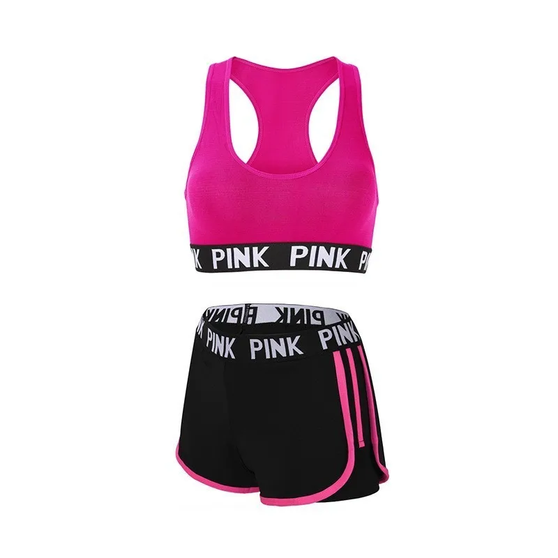 Women Workout Clothes 2 Piece Gym Set Women Yoga Set Sport Set Women Gym Wear Jogging Fitness Clothing Conjunto Sport Mujer - Цвет: Rose Set