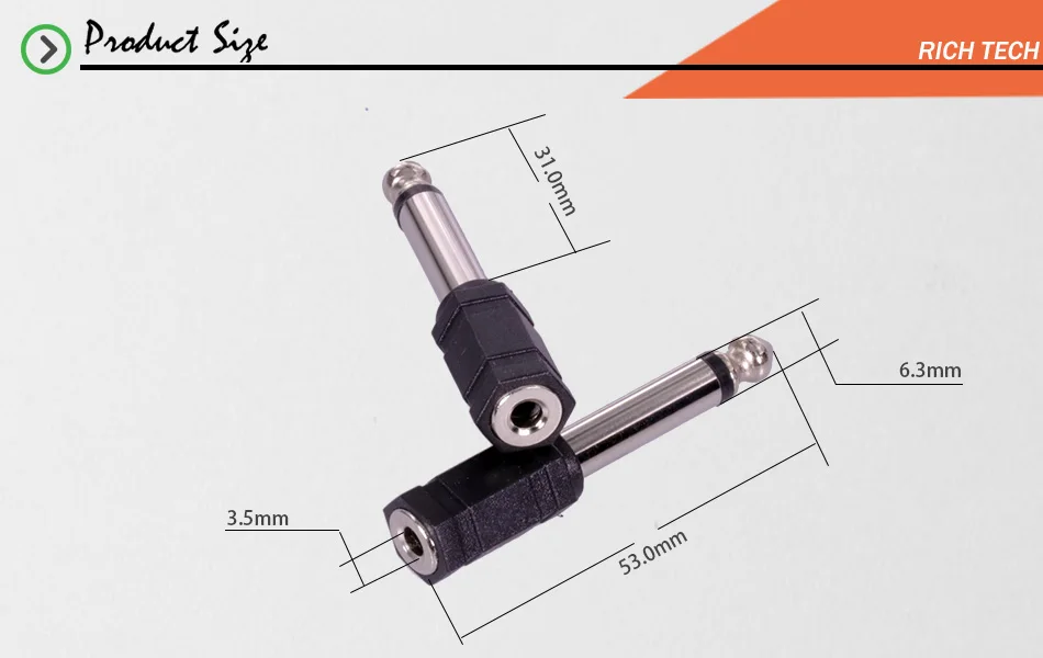Jack 6,35 mono 6 углов аудио разъем и адаптер 6,35 мм моно штекер 3,5 стерео/моно Джек 3 шт./лот