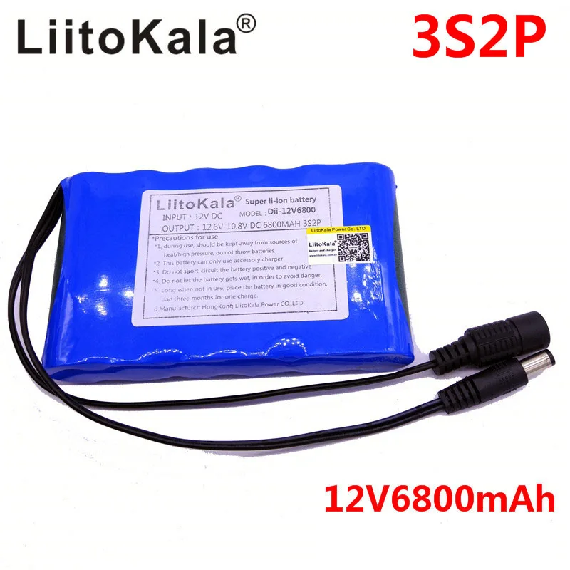 Liitokala портативный супер перезаряжаемый комплект литий-ионный батарей Емкость DC 12V 6800Mah CCTV Cam Monitor