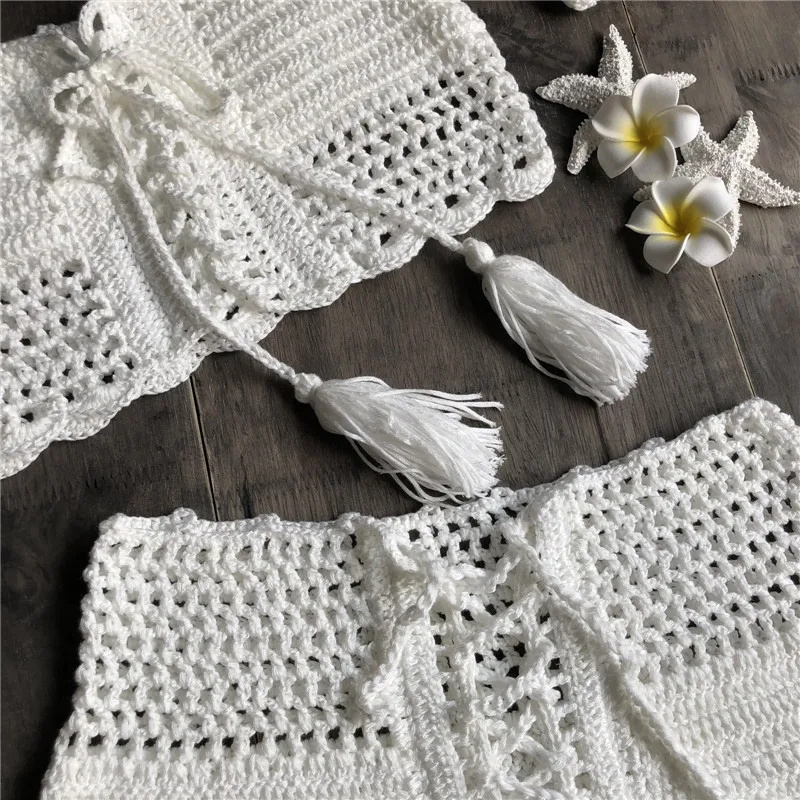 2018 Swimwear Beach Bathing Suit Knitted Strapless Bikini Sexy Handmade Crochet bikinis women Swimsuit Brazilian Biquini