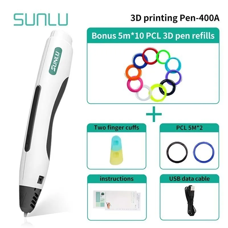 

Transparent 3D Printing Pen Low Temperature Safe To Use For Children Scribble 3D Drawing Pens Support PCL Filament New Box Set
