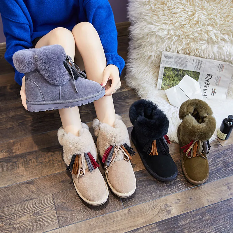 

2018 autumn new fashion simple solid color plush snow boots women comfortable and breathable warm tube cotton shoes.