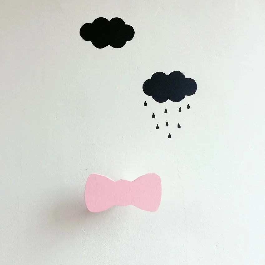 Pink Bow Wooden Hanger Hook For Baby Girls Room Cute Decoration