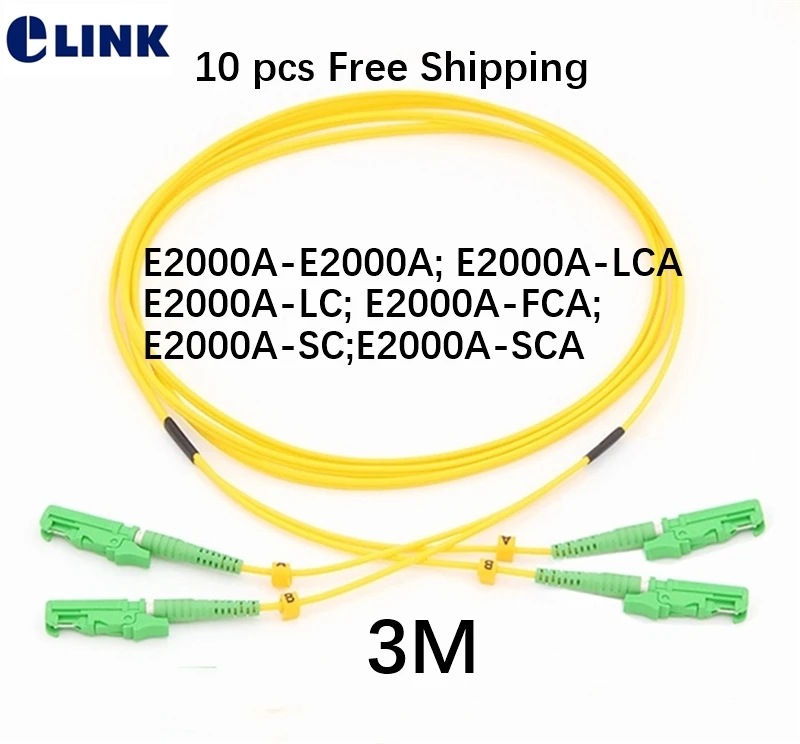 10pcs lc upc optical fiber patch cord singlemode g652d duplex core 3 0mm fiber optic jumper lszh jacket 3M E2000/APC fiber patch cord Duplex SM E2000/APC LC ST SC FC UPC APC DX Singlemode optical jumper 9/125um free shipping 10pcs