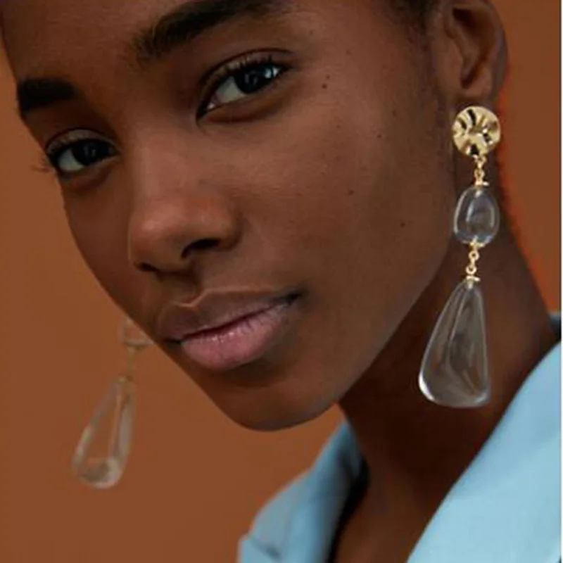 

Exaggerated Big Resin Long Earrings Fashion Best Selling Elegant Jewelry