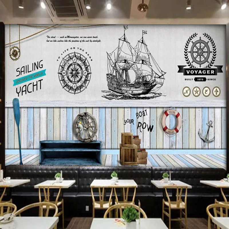 photo wallpaper Custom fashion board maritime mural bar 