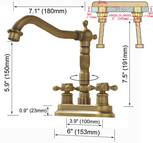 Antique Brass Deck Mounted 4