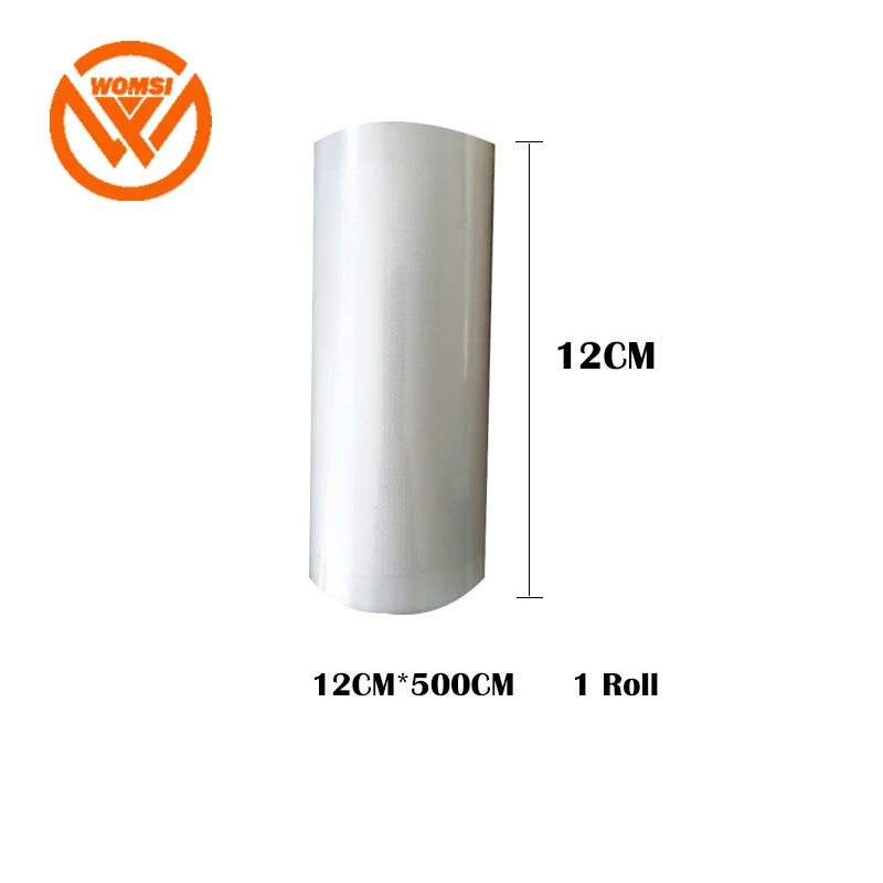 

WOMSI Vacuum Sealer Bags Food Sealer Bags Keep Food Fresh 12cmX500cm 1 Roll