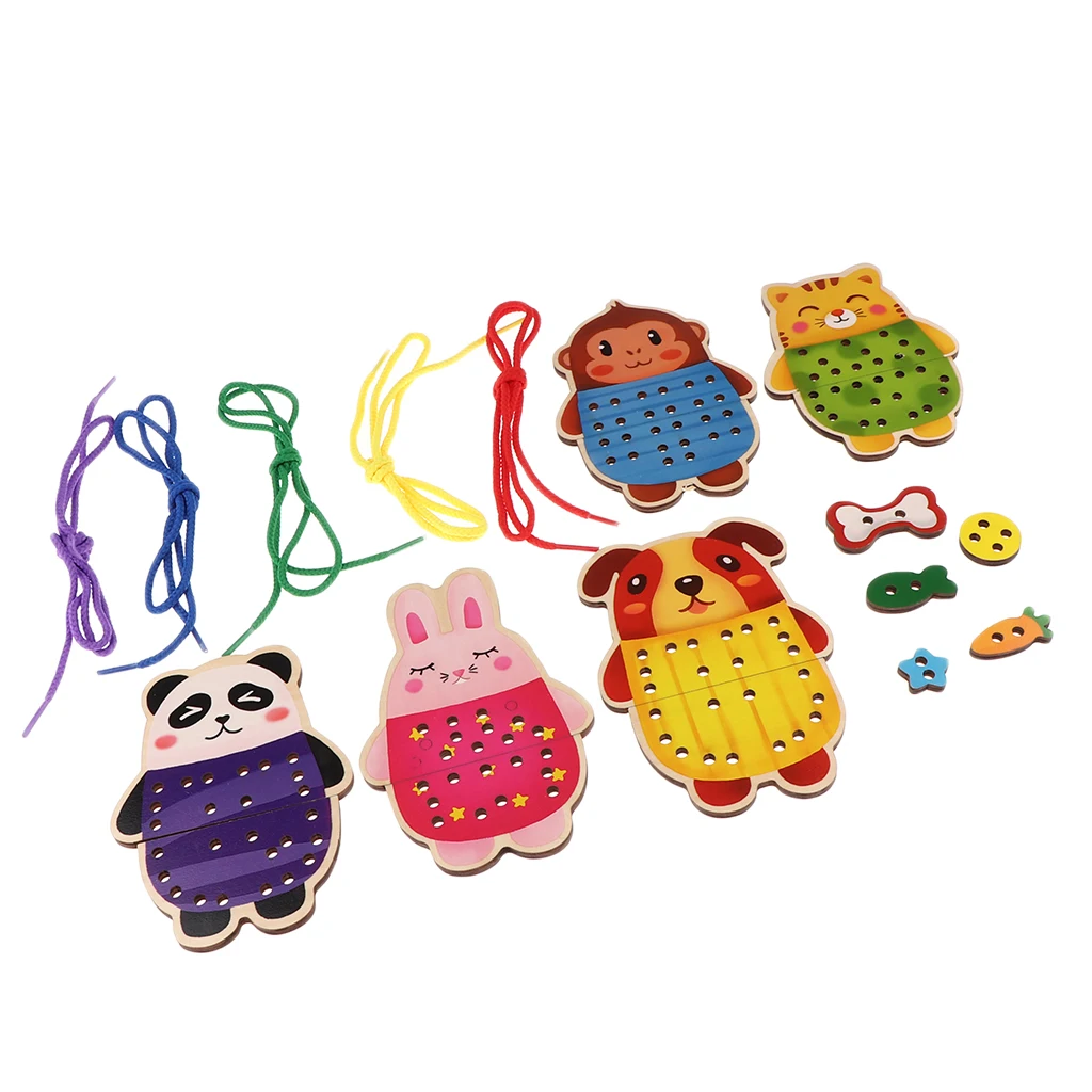 5pcs/set Lacing Toys Early Kids Education Intellectual DIY Threading Puzzle Dress Up Toy Toddler Baby Hand-Eye Coordination Toy