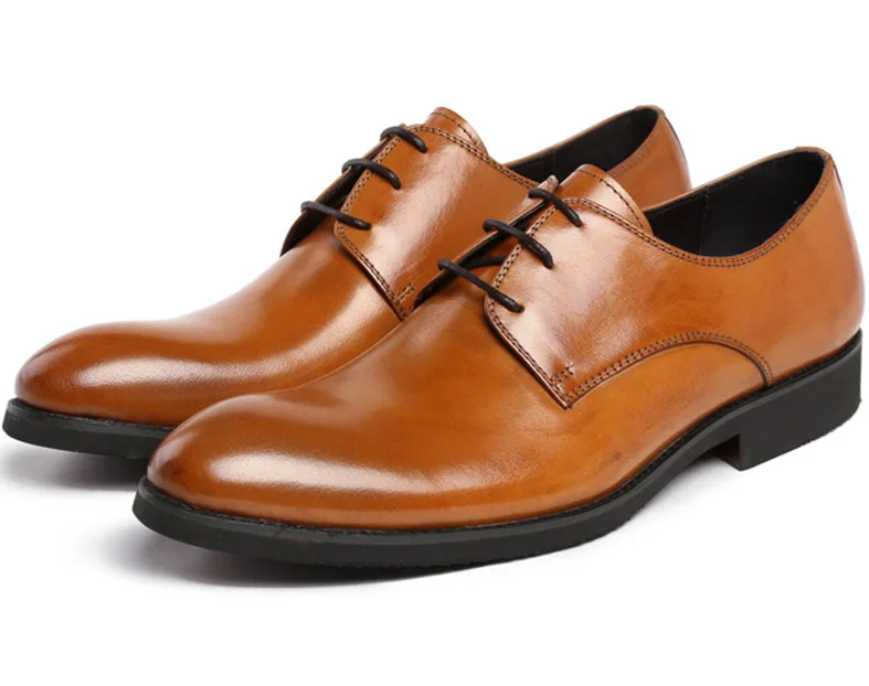 Fashion Black brown mens business shoes formal oxfords shoes genuine leather dress shoes mens wedding shoes