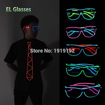 

2020 Newest Sound Activated Double color Glasses EL Wire Powered By DC-3V Cold Light Flexible Neon Discos Glow Party Supplies
