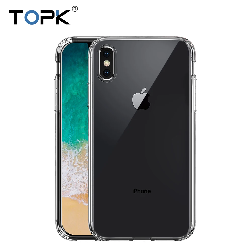 

TOPK Ultra Thin Transparent Case For iPhone Xs Max XR 2018 Silicone Acrylic Hybrid Shockproof Back Cover for iPhone Xs Max Case