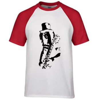 Slash Rock Band T-Shirt Gun N Roses Mens Raglan sleeve t-shirt High Quality Print New Summer Style Cotton Shirts