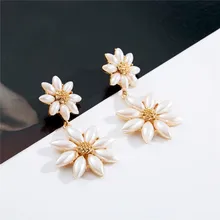 Модные женские ювелирные аксессуары серьги-гвоздики женские европейские Стильные Модные серьги в форме цветка Длинные серьги с имитацией жемчуга