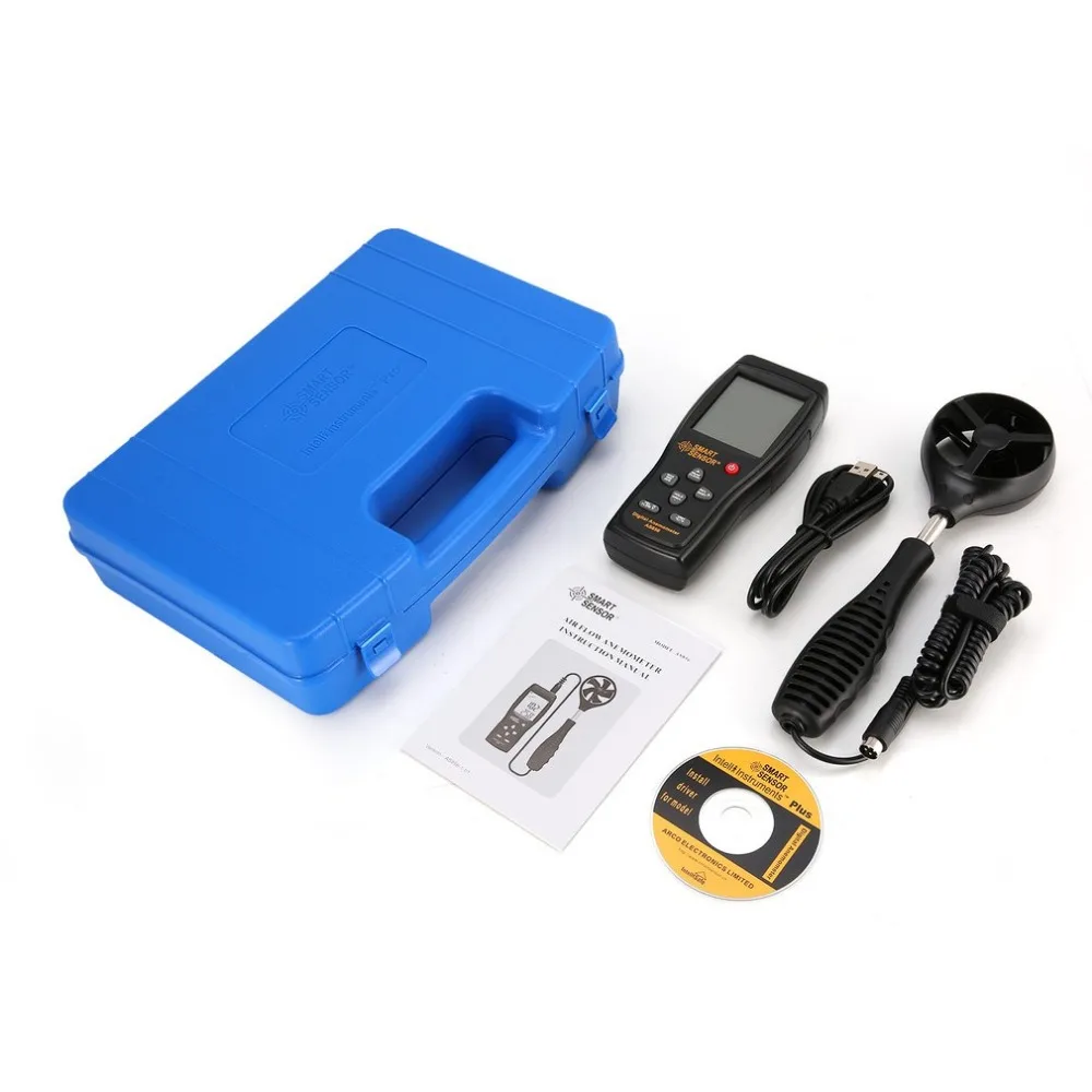 

Smart Senor AS856 Digital Anemometer Thermometer Wind Air Speed Gauge Meter Windmeter Temperature Tester Poratable Measuring