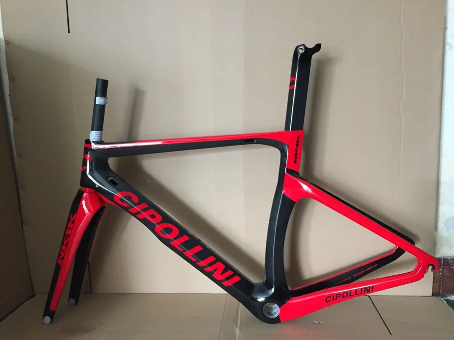 Sale 1K/3K Carbon Cipollini NK1K Frame Red Carbon ROAD Bike/Bicycle Frameset + Red Carbon Road Handlebar 7