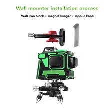 3D 12 линий зеленый лазерный уровень с настенным кронштейном 360 регулируемое основание лазерный луч линия Горизонтальный Вертикальный крест супер мощный