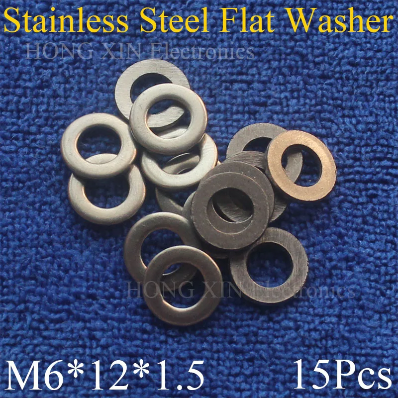 

15Pcs Large M6*12*1.5mm Stainless Steel Flat Washer Price High Quality Flat Pad Plain Washer Ring Washer