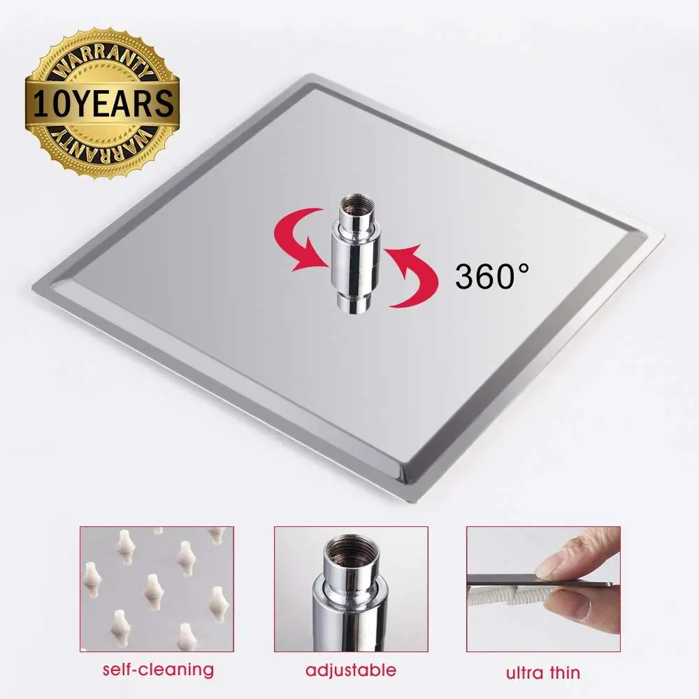 ULGKSD Shower Head 8/10/12 Inch Luxury Ultrathin Rainfall Shower Head Stainless Steel Chrome Nickel Bathroom Faucet Accessories 2