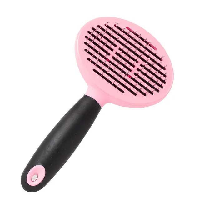 Hoopet Pet Dog Cat Self Cleaning Hair Brush Round Head Stainless Steel Pins Soft Touch Dog Hair Remover Deshedding Comb M006