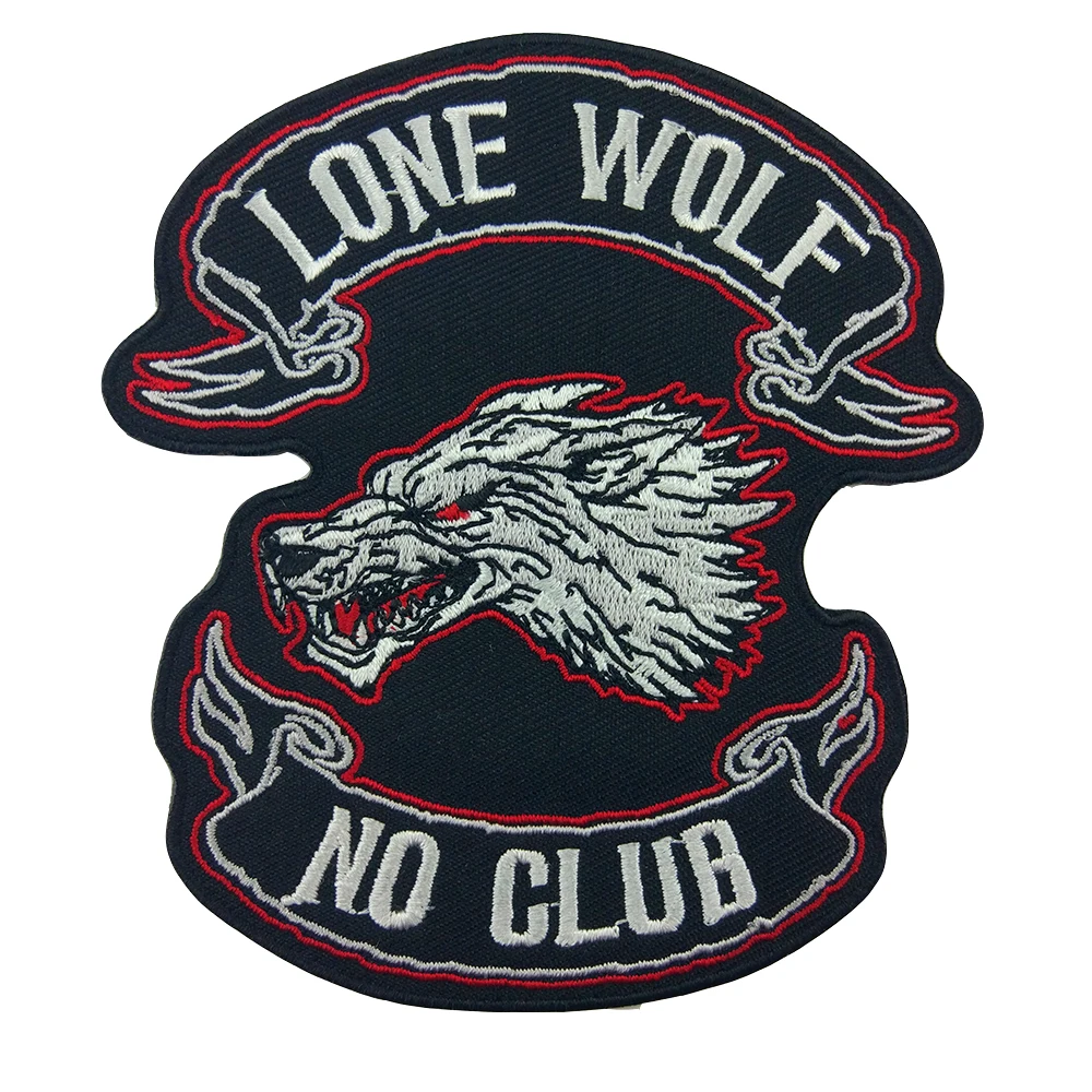Lone Wolf Vest Rider Patch Clothing Embroidered Badge Custom Iron On DIY Sewing Supplies Biker Patches Stickers Clothes | Дом и сад