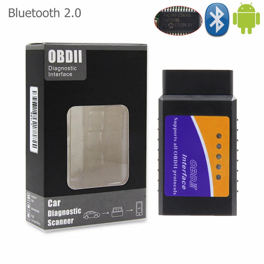 Чип OBDII ELM327 V1.5 Bluetooth PIC18F25K80 работает на дизельных автомобилях аппаратное обеспечение V1.5 программное обеспечение V2.1 для Android/PC ELM 327 V1.5 - Цвет: V03H2 BT 2.0