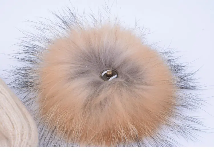 winter hats for girls kids boys knitted hat girl pom pom hat kids girls children natural raccoon Winter hats for children (11)
