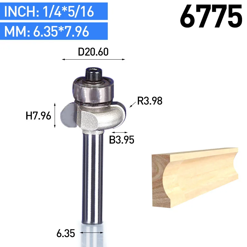 HUHAO 1 шт хвостовик 1/" 1/4" Круглый Резной бит ЧПУ Биты деревообрабатывающие круглые дуговые 3D гравировальные биты с накаткой кусачки для ногтей по дереву - Длина режущей кромки: 6775