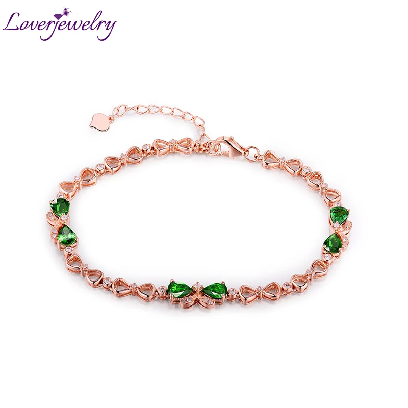 Женский браслет LOVERJEWELRY из настоящего розового золота 18 карат со стразами