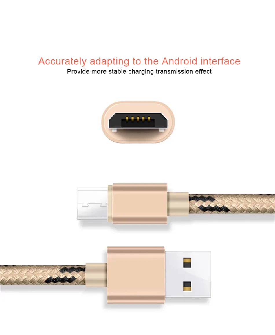 NOHON Nylon USB Cable Android For Samsung Galaxy S7 S6 Edge Huawei Xiaomi 4 Micro USB Charger Data Sync Cable 2.4A Fast Charging (7)